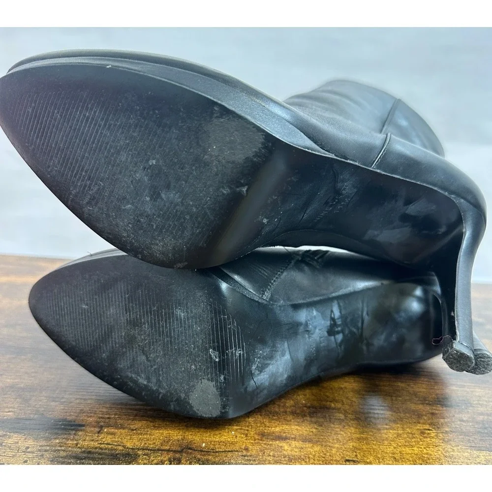 Nine West Quanette Platform Leather Booties Black Ankle Boots High Stiletto 11 M - Picture 8 of 12